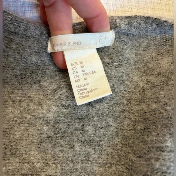 H&M Sweater Women M Gray Mohair Wool Long Open Cardigan Slouchy Oversize Grandpa - Picture 4 of 9